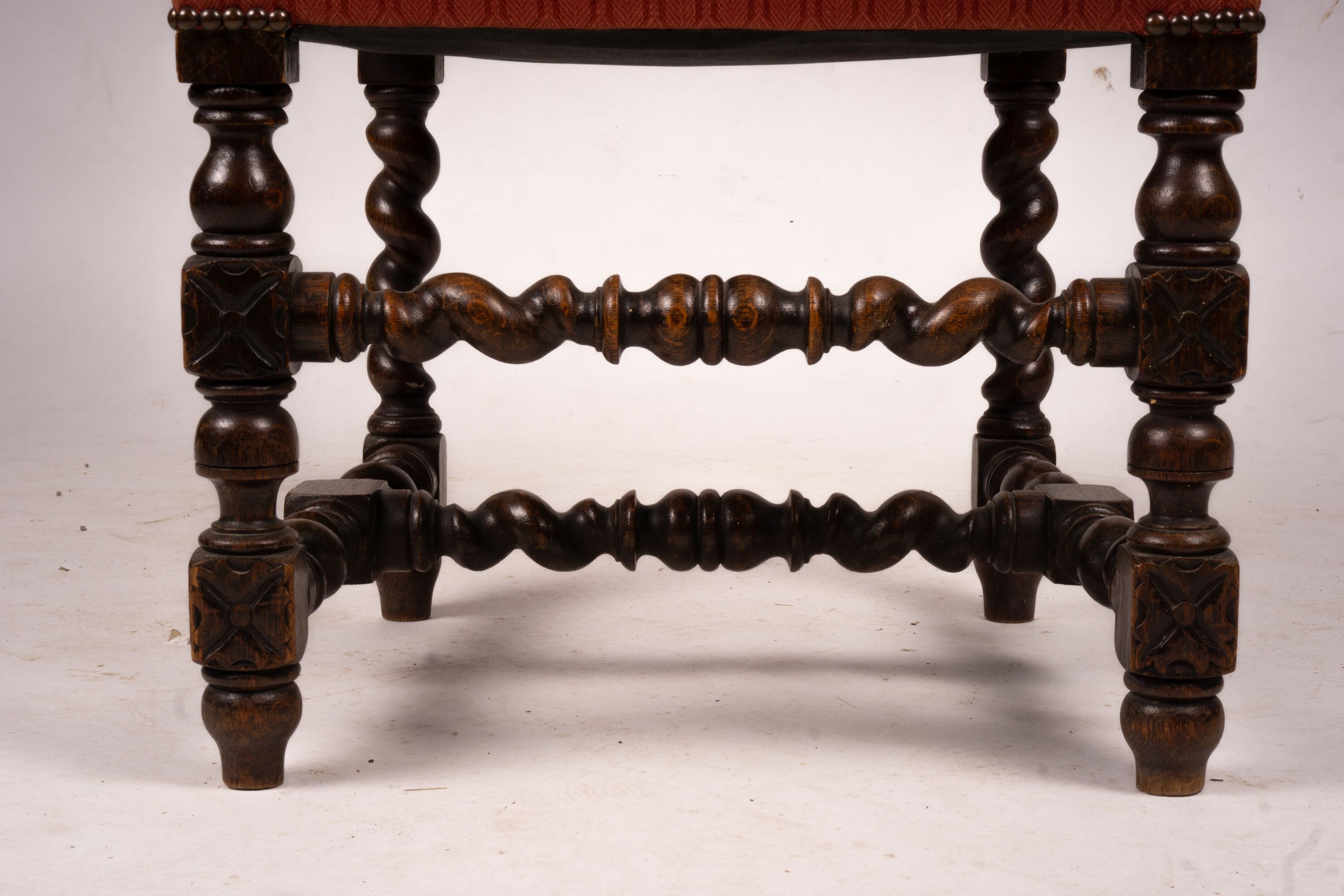 A set of four late 19th century Flemish oak barley twist dining chairs